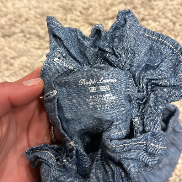 Ralph Lauren ruffle neck sleeveless, snap bottom romper -6m - Picture 5 of 5
